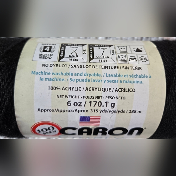 Caron Simply Soft Yarn 5 Skeins - Black, Autumn Red, White, Stormy Weather - Picture 2 of 9